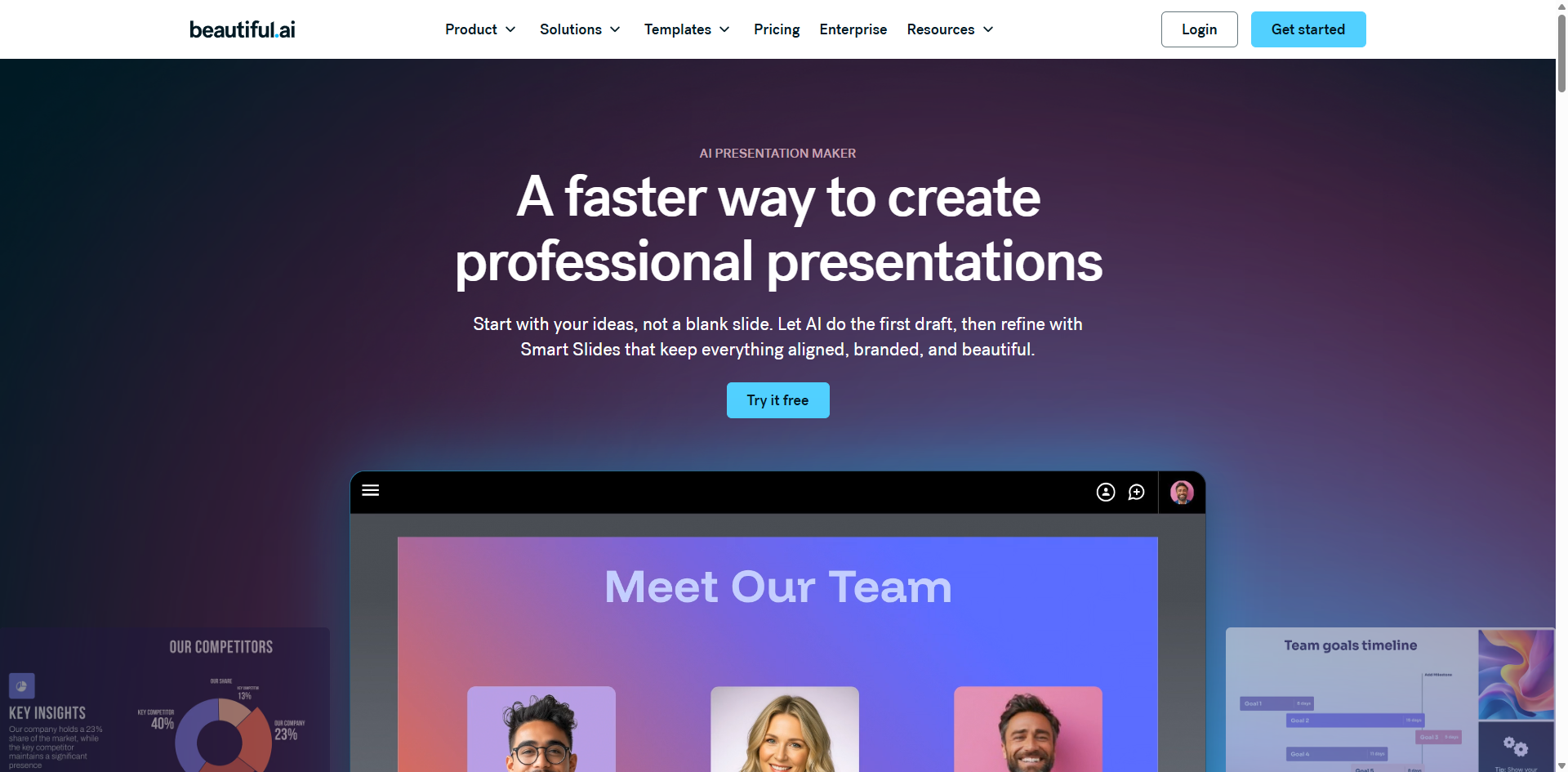 Beautiful.ai – AI智能PPT设计与在线演示文稿制作平台